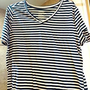 Plus size Striped V-neck T 16/18